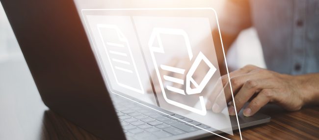 document management concept, online documentation database technology, document management design for business technology background